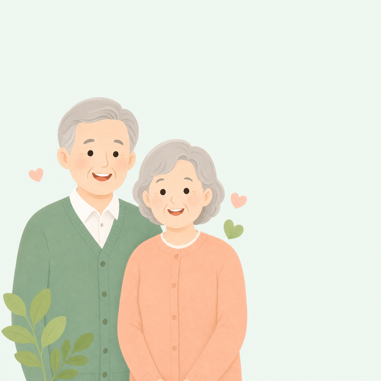 도움이 필요한 어르신 부부 일러스트